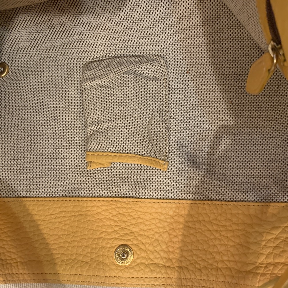 Dooney & Bourke Canvas Signature Hobo Purse Large w/Yellow Leather handle - Picture 9 of 15